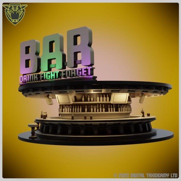 Sci-Fi Spool Tower: Future Bar Warehouse