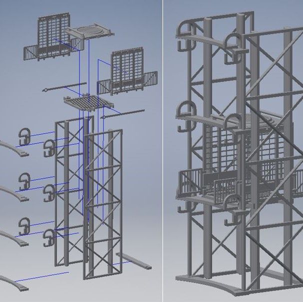 Sci-Fi Spool Tower: Elevator Assembly