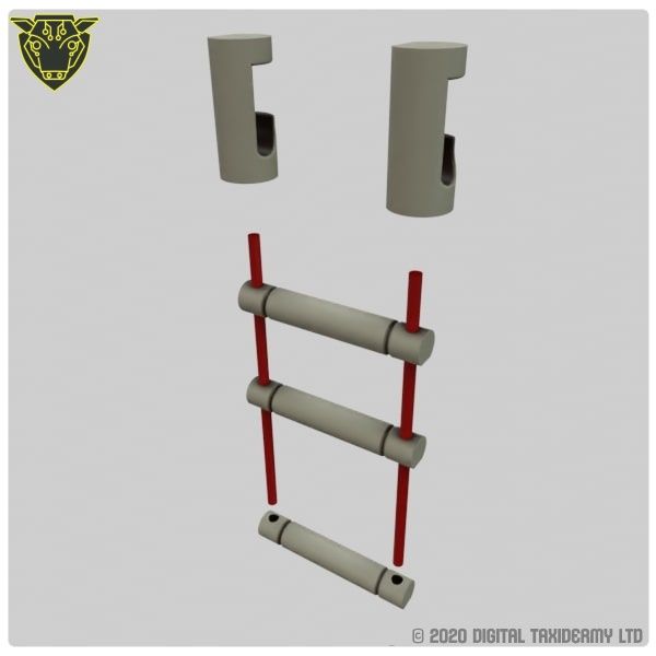 Fantasy Spool Tower: Wooden Ladder Assembly