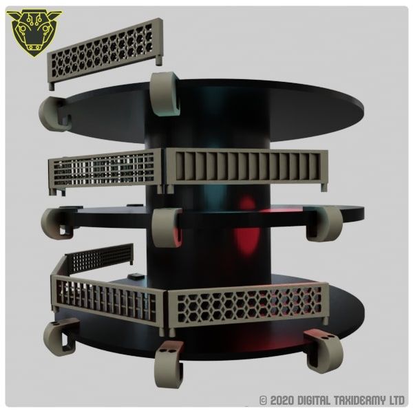 Sci-Fi Spool Tower: Clip on Fence Panels Assembly