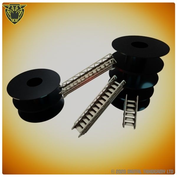 Sci-Fi Spool Tower: Metal Stairs