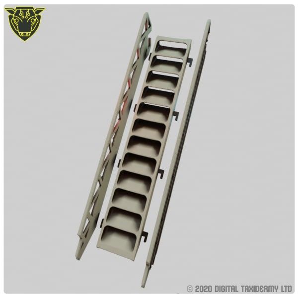 Sci-Fi Spool Tower: Metal Large Ground Level Stairs Assembly