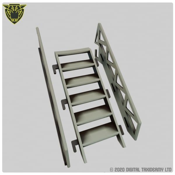 Sci-Fi Spool Tower: Metal Small Stairs Assembly