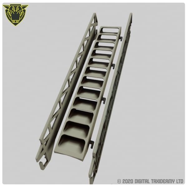 Sci-Fi Spool Tower: Metal Large Stairs Assembly